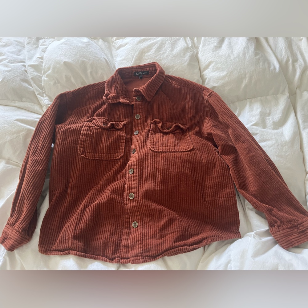 Rust Corduroy Button-Up Shirt 100% cotton unisex